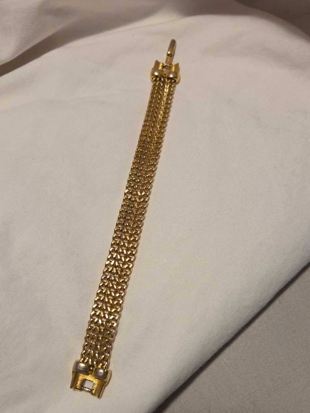Vintage Monet Gold Toned Multi-Row Mesh Bracelet